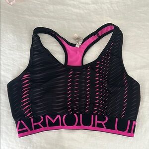 Under Armour Women's Black and Pink Sports Bra
